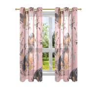 Amooorous Brown Dachshund Dog Curtains For Kitchen Windows Semi Sheer Curtains 63 Inches Long 2 Panels cortinas para cuartos contra el sol