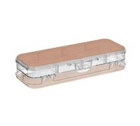 Amooorous Brown Solid Color Pure Plain Terracotta Designed Clear Pencil Plastic Box Double Layer Hard Pens Cases For School With Snap Lid