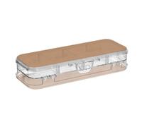 Amooorous Brown Solid Color Pure Plain Terracotta Designed Clear Plastic Pencil Box 2 Layer Hard Pens Case For School With Snap-Tight Lid