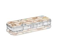 Amooorous Brown White Vintage Western Cowboy Designed Plastic Pencil Box Clear Double Layer Pens Marker Case For Stationery With Lid