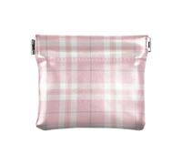 Amooorous Buffalo Plaid Check Tartan Scotland PinkWomen's Small Leather Change Purse Cute Organizing Pouches for Men Women Travel, Buffalo Plaid Check Tartan Scotland Peach, One Size