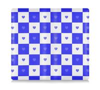 Amooorous Buffalo Plaid Check White Blue Heart Pu Leather Car Registration & Insurance Card Holder Vehicle Glove Box for ID, Driver's License, Key Contact Information Cards