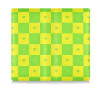 Amooorous Buffalo Plaid Check Yellow Green Heart Premium Leather Car insurance and registration card holder Prefect Car Essentials Wallet for Driver License, Cards & Essential Documents