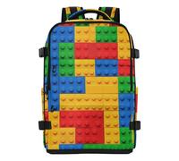 Amooorous Building Blocks Colorful Carry On Backpack Clean Design Carry On Backpack For Airplanes Personal Item Travel Bag for Women & Men Outing Work Family Travel mochilas para viaje 20L
