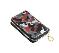 Amooorous Camouflage Grey Red Black Art Leather Card Wallet Women with Cion Purse RFID Blocking Credit Card Holder Book carteras para Mujer