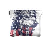 Amooorous Cartoon African Wild Dog 4th Of July Independence Day Women Men Leather Coin Purses Fancy Personal Items Organizer for Women, cartoon African Wild Dog 4th of July Independence Day, One Size