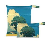 Amooorous Cartoon Animation Sense Yellow Field washable bag for cloth 2 Pack travel essentials for babies with handles for bathing, baby diapers