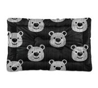 Amooorous Cartoon Black White Bear Cute Washable Pet Mattress Soft Anti-Slip Dog Cat Bed for Large Jumbo Medium Small Dogs 36" x 24"