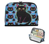 Amooorous Cartoon Cute Angry Black Cat Pencil Case Large Capacity Makeup Portable Desk Organizer for Preppy School Must Haves cartuchera para ninas