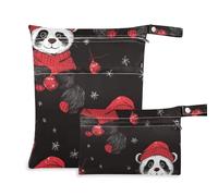 Amooorous Cartoon Cute Black Christmas Panda washable bag for baby 2 Pack travel essentials for babies with handles for yoga, yoga