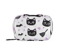 Amooorous Cartoon Cute Black Halloween Cat Bat medicine bags with Detachable Compartments convenient daily pill organizer for purse
