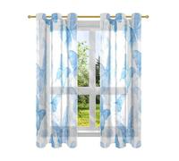 Amooorous Cartoon Cute Blue and White Butterfly Window Curtain Panels For Apartment Curtains 63 Inch Length 2 Panels Set cortinas para bloquear el sol