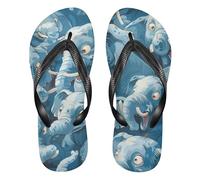 Amooorous Cartoon Cute Blue Elephants rubber men flip flops cushion flops women for Shower Swimming Pool yoga