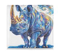 Amooorous Cartoon Cute Chic Rhinoceros Blue Leather Car Registration & Insurance Card Holder Glove Box Organize for Cards, Essential Document Driver License