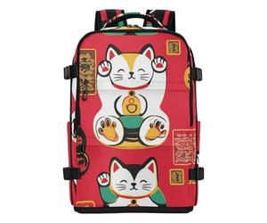 Amooorous Cartoon Cute Colorful Fortunes Cat Traveling Backpack Sl ag For Men Personal Item Travel Bag for Women & Men Outing Work Family Travel mochila para laptop hombre 20L