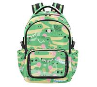 Amooorous Cartoon Cute Crocodiles Green Clear Kid Backpack for School Lightweight Casual Backpack with Reinforced Strap Stitches for Sports School Outdoor, Age 7-18 mochilas grandes para