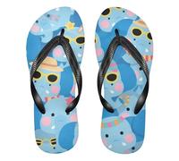 Amooorous Cartoon Cute Elephants Blue rubber mens flip flops Slip-Resistant flops for men for Shower Swimming Pool home
