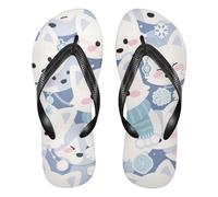 Amooorous Cartoon Cute Fox White rubber flip flops women lightweight flops for men for Outdoor Swimming, Hiking, Travel wedding