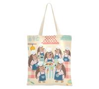 Amooorous Cartoon Cute Hedgehog Chef Yellow Canvas Tote Bag with handles Tote Bag Bulk Cloth Bag for Friend Bolsa de lona