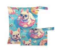 Amooorous Cartoon Cute Holiday Law Fighting Dogs washable dry bags waterproof 2 Pack travel essentials for flying with handles for baby diapers, bathing