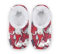 Amooorous Cartoon Cute Red Valentine Dwarfs Non-Slip Women's Closed Back House Slippers Coral Fleece Spa Hotel Guest Slippers