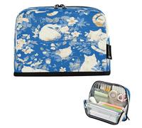 Amooorous Cartoon Cute White Kitten Pencil Pouches Large Capacity Pen Case Organizer Big Capacity Stationery Bag for Teacher Grade School Supplies estuches de maquillaje para Mujer
