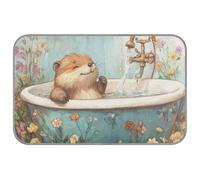 Amooorous Cartoon Cute Yellow Bath Otter Summer Cooling Products Self Cooling pet beds for Kittens Dogs Outside Foldable tapete refrescante para mascotas M