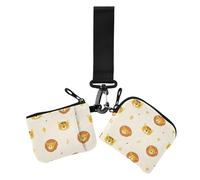 Amooorous Cartoon Cute Yellow Lion Tigers Women's Dual Wallets Business Card Cases Small Portable Card Organizer Purse with Wristlet Strap for Lady 2 Packs, Cartoon cute yellow lion Tigers, One Size,