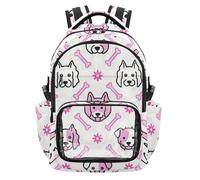 Amooorous Cartoon Dog Heads and Bone Simple Line Kids Clear Backpack for School Lightweight Casual Casual Backpack Travel Bag for School College Work, Age 7-18 mochila de princesas para