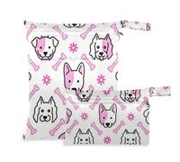 Amooorous Cartoon Dog Heads and Bone Simple Line waterproof bag for travel 2 Pack travel essentials for babies with handles for bathing, daycare