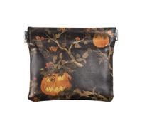 Amooorous Cartoon Evil Halloween Orange Pumpkin Women's Leather Coin Purse Portable Mini Card Holder Wallet for Men Women Travel, Cartoon evil Halloween orange pumpkin, One Size