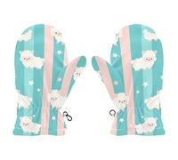 Amooorous Cartoon Lamb Blue Andpink Stripes warm toddler girl mittens age 4-5 winter gloves guantes para el frio ni?os S 2-4