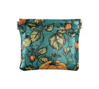 Amooorous Cartoon Orange Halloween Evil Pumpkin Women Men Leather Coin Purses Portable Change Purse with Clasp for Men Women Travel, Cartoon orange Halloween evil pumpkin, One Size