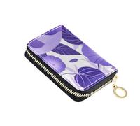 Amooorous Cartoon Purple Morning Glory Flowers Birds Leather Womens Card Holder Wallet with 9 Cards Slot RFID Blocking Small Credit Card Holder for Women carteras para Mujer