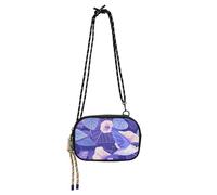 Amooorous Cartoon Purple Morning Glory Flowers Birds Small Crossbody Bag Womens Fashion with Adjustable Strap Casual Phone Chest Bag Have a meal bolsa de mano para mujer
