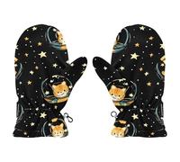 Amooorous Cartoon Space Cat Illustration warm toddler girl mittens age 4-5 snow gloves guantes para nieve ni?a S 2-4
