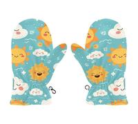 Amooorous Cartoon Sun and Cloud Partten warm toddler girl mittens age 4-5 snow gloves kids guantes de para frio S 2-4