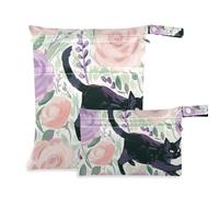 Amooorous Cat Surrounded by Roses zippered bags for wet 2 Pack travel essentials for flying with handles for travel, yoga