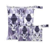 Amooorous Cats Face Lilac and Silver Gray Seamless Picture washable bag for diaper 2 Pack diaper bag essential items with handles for beach, travel