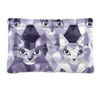 Amooorous Cats Face Lilac and Silver Gray Seamless Picture Washable Pet Mattress Non-Slip Soft Comfortable Pet Bed for Large Jumbo Medium Small Dogs 36" x 24"