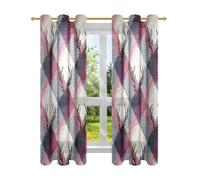 Amooorous Checkered Plaid Antler Maroon and Off White Bathroom Window Curtains Short 63 Inch Curtains 2 Panel Sets cortinas gruesas para dormitorio