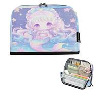 Amooorous Chibi - Style Cute Mermaid Colorful Pencil Case Box Large Capacity Makeup Bag Zippered Multi-Purpose Bag for Preppy Cosmetics cartuchera para ninos