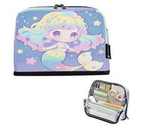 Amooorous Chibi - Style Cute Mermaid Colorful Pencil Cases Large Capacity Makeup Sturdy Coin for Man Preppy School Supplies estuches para lapices escolares