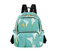 Amooorous Chic Calla Lily Turquoise Flowers 12.5 Inch Work Business college backpack for women fashion backpack for school&nurse