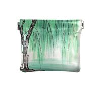 Amooorous Chinese Ink Painting Tree Beige Women Leather Cash Wallet Waterproof Organizing Pouches for Women, Chinese ink painting tree beige, One Size