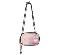 Amooorous Chinese Style Flowers Peach Sling Purse Crossbody Womens Fashion with Credit Card Slots Small Handbags Walk the dog bolsos de hombro para mujer