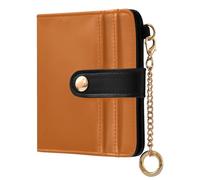Amooorous Chocolate Orange Solid Color Cute Ladies Classic Foldable Wallet Minimalist PU Leather Wallet for Girls Women Ladies