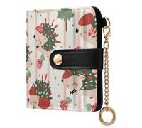 Amooorous Christmas Red and Green Playful Hedgehog Portable Women's Folding Wallet with Card Slots Minimalist PU Leather Wallet for Girls Women Ladies