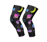 Amooorous Colorful Fluorescent Planet Universe Anti-Slip knee pads for volleyball padded knee，dancing，running