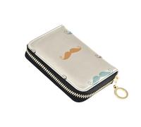 Amooorous Colorful Gentleman's Beard Leather Credit Card Holder Wallet with 2 Cash Slot RFID Blocking Women's Card Cases carteras para Mujer